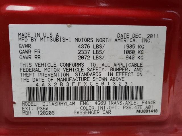 2012 MITSUBISHI GALANT ES 4A32B3FFXCE013231