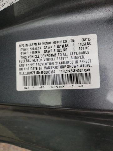 2015 HONDA CR-Z JHMZF1D44FS003357