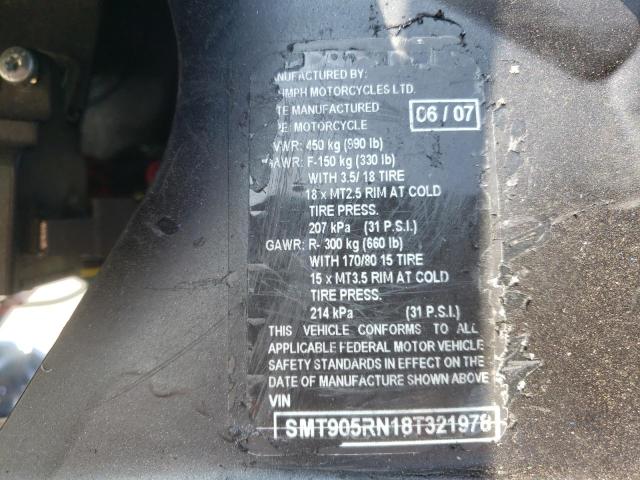 2008 TRIUMPH MOTORCYCLE AMERICA SMT905RN18T321978