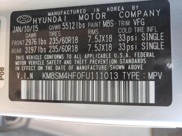 KM8SM4HF0FU111013 Hyundai Santa Fe G 2015. Фото: 9