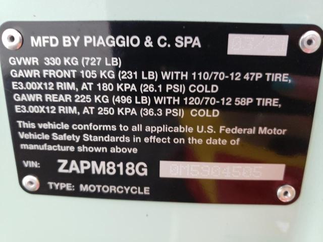 2021 VESPA PRIMAVERA ZAPM818G0M5904505