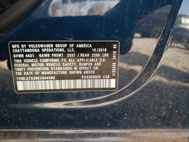 2019 VOLKSWAGEN PASSAT WOL 1VWLA7A38KC004369