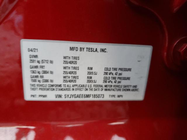 2021 TESLA MODEL Y 5YJYGAEE6MF185073