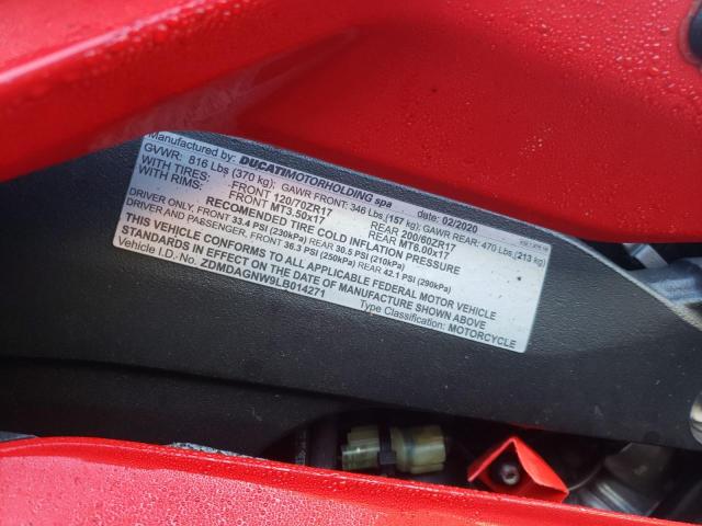 2020 DUCATI PANIGALE V ZDMDAGNW9LB014271