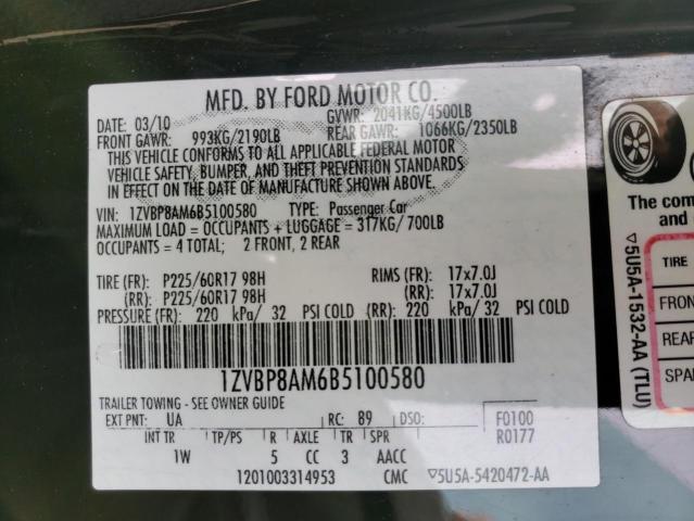 2011 FORD MUSTANG LX 1ZVBP8AM6B5100580