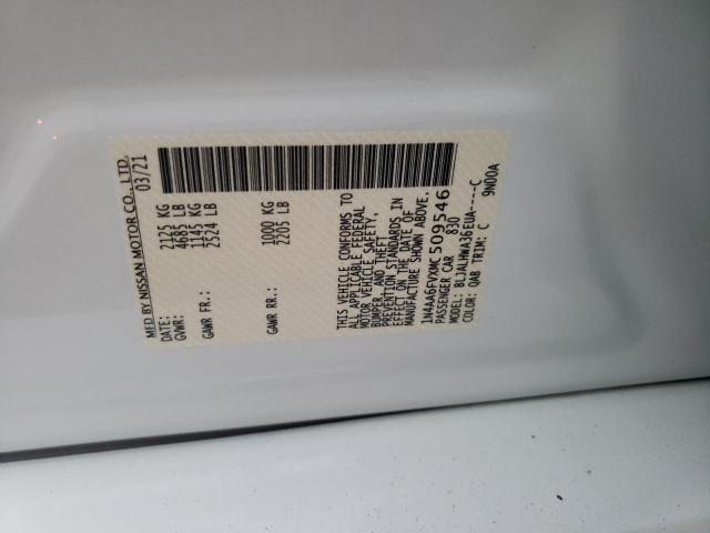 2021 NISSAN MAXIMA PLA 1N4AA6FVXMC509546