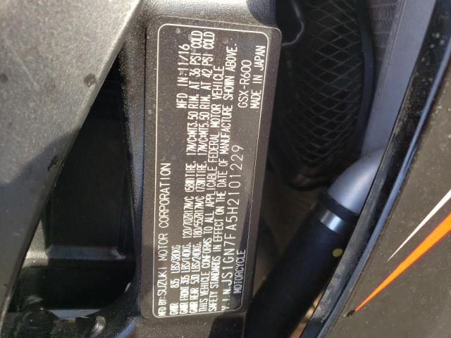 2017 SUZUKI GSX-R600 JS1GN7FA5H2101229