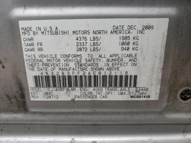 2010 MITSUBISHI GALANT ES 4A32B3FF2AE012118