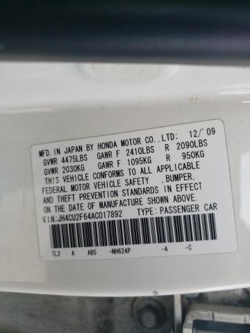 2010 ACURA TSX JH4CU2F64AC017892