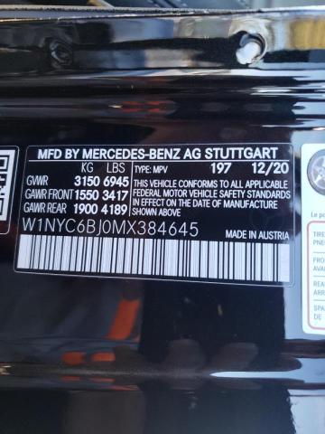 VIN W1NYC6BJ0MX384645 2021 Mercedes-Benz G-Class, 550 no.10