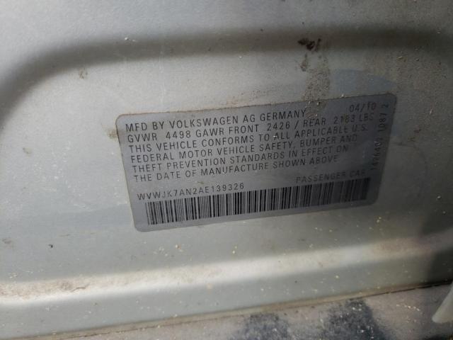 2010 VOLKSWAGEN PASSAT KOM WVWJK7AN2AE139326