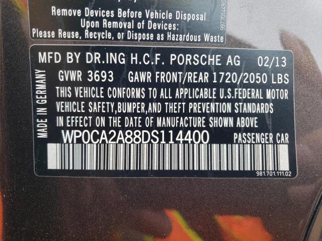 2013 PORSCHE BOXSTER WP0CA2A88DS114400