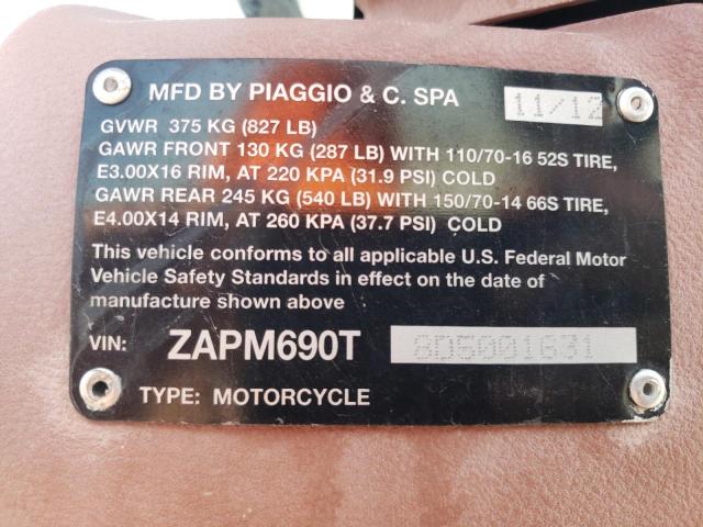 2013 PIAGGIO BV 350 ZAPM690T8D5001631