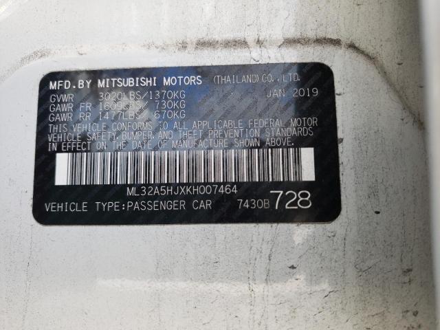 2019 MITSUBISHI MIRAGE LE ML32A5HJXKH007464