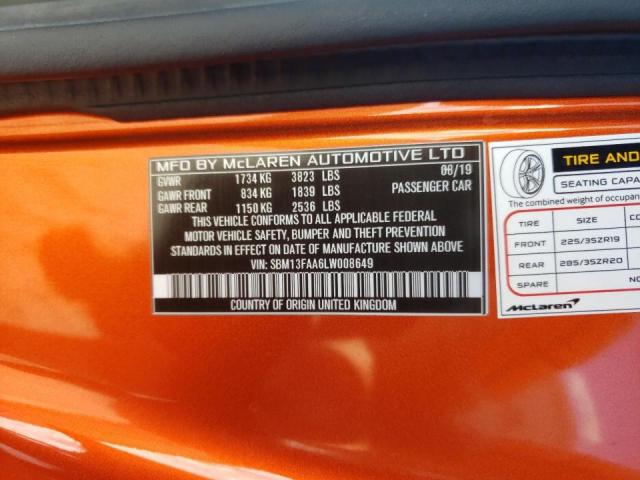2020 MCLAREN AUTOMOTIVE 570S SBM13FAA6LW008649