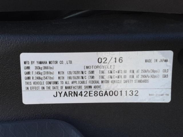 2016 YAMAHA YZFR1S JYARN42E8GA001132
