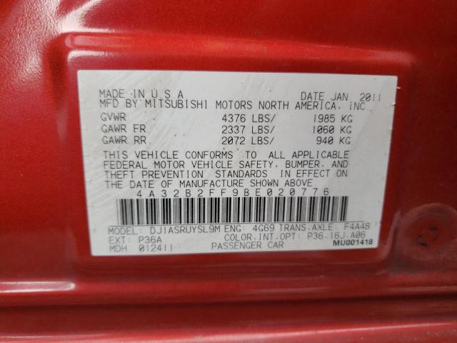 2011 MITSUBISHI GALANT FE 4A32B2FF9BE020776