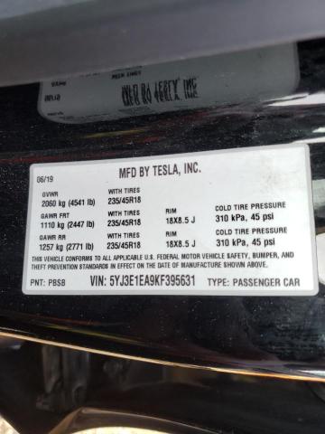 2019 TESLA MODEL 3 5YJ3E1EA9KF395631