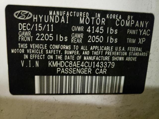 2012 HYUNDAI ELANTRA TO KMHDC8AE4CU143379