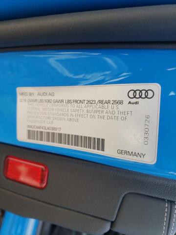 2020 AUDI S4 PRESTIG WAUC4AF43LA038917