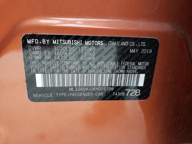 2019 MITSUBISHI MIRAGE LE ML32A5HJ2KH015199