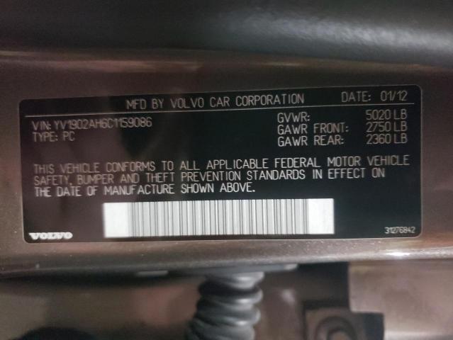 2012 VOLVO S80 T6 YV1902AH6C1159086