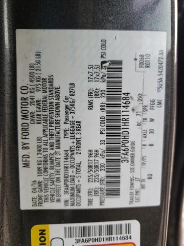 VIN 3FA6P0HD1HR114684 2017 Ford Fusion, SE no.10