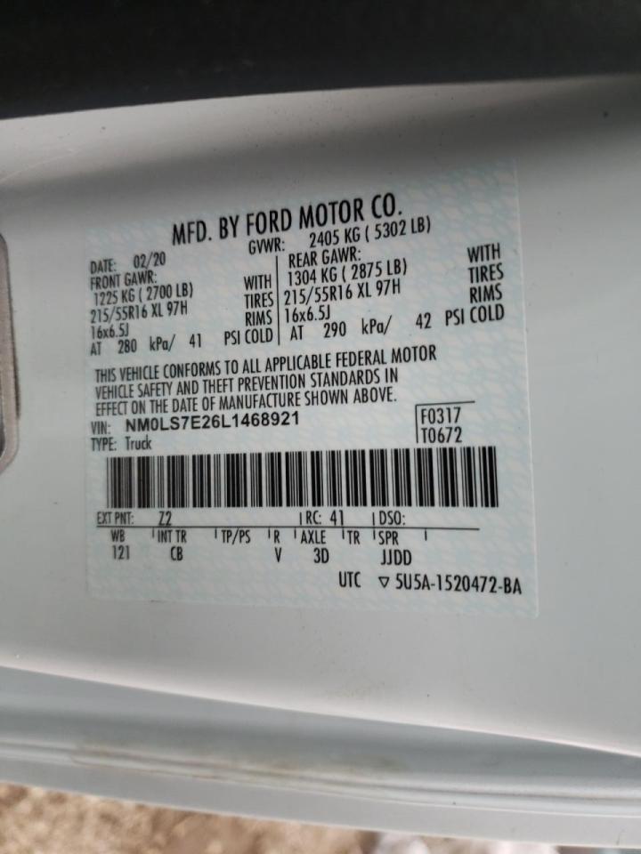 2020 Ford Transit Connect Xl VIN: NM0LS7E26L1468921 Lot: 65653501