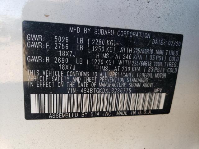 2020 SUBARU OUTBACK ON 4S4BTGKDXL3236775