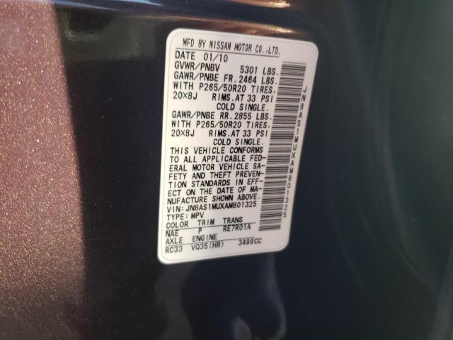 2010 INFINITI FX35 JN8AS1MUXAM801325