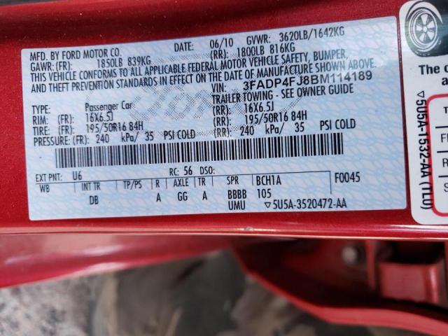 2011 FORD FIESTA SES 3FADP4FJ8BM114189