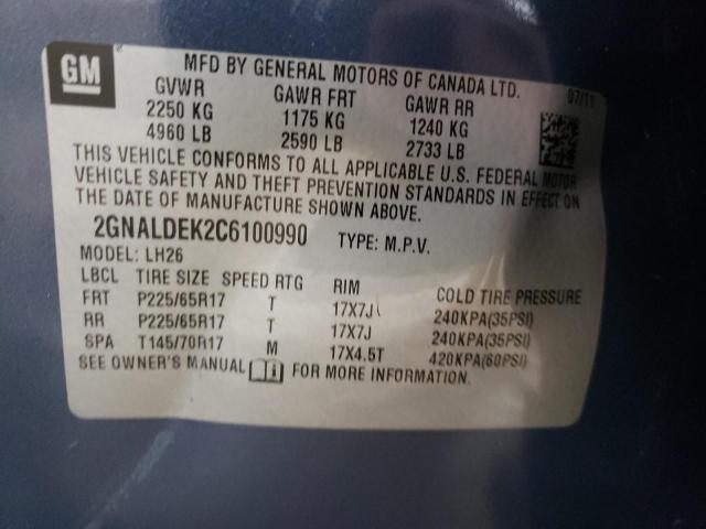 2GNALDEK2C6100990 Chevrolet Equinox Lt 2012. Фото: 9