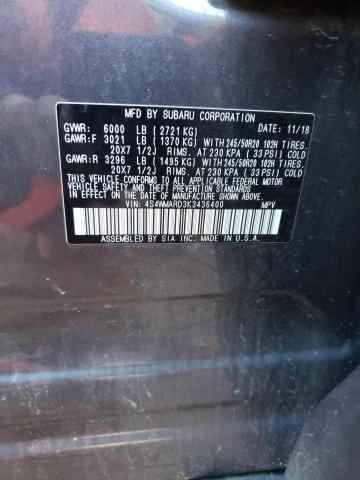 2019 SUBARU ASCENT TOU 4S4WMARD3K3436400