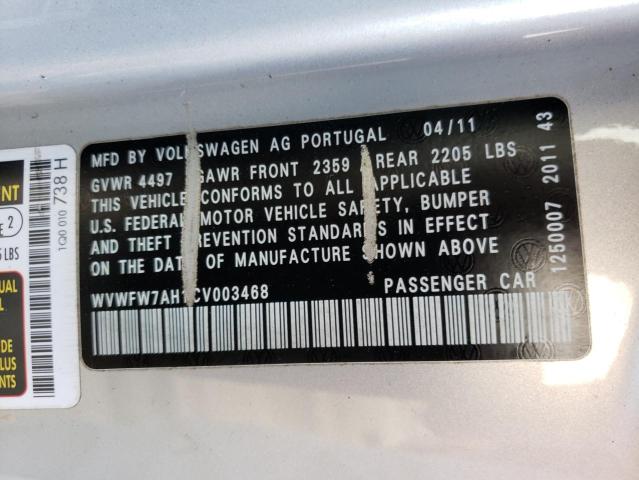 2012 VOLKSWAGEN EOS LUX WVWFW7AH1CV003468