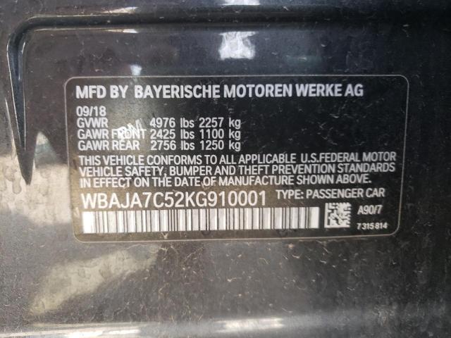 2019 BMW 530 XI WBAJA7C52KG910001