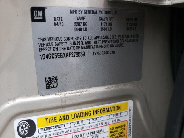 2010 BUICK LACROSSE C 1G4GC5EGXAF279539