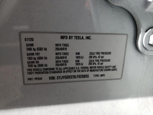 2020 TESLA MODEL Y 5YJYGDEE9LF026855