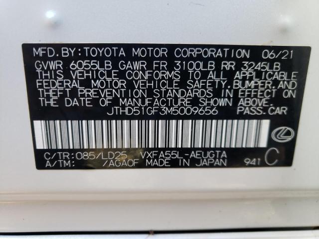 2021 LEXUS LS 500 BAS JTHD51GF3M5009656