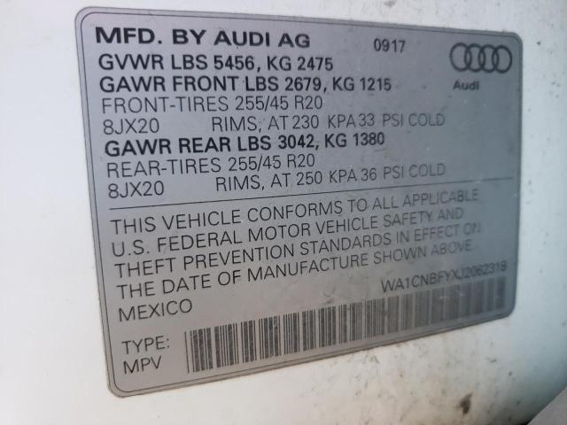 2018 AUDI Q5 PRESTIG WA1CNBFYXJ2062318