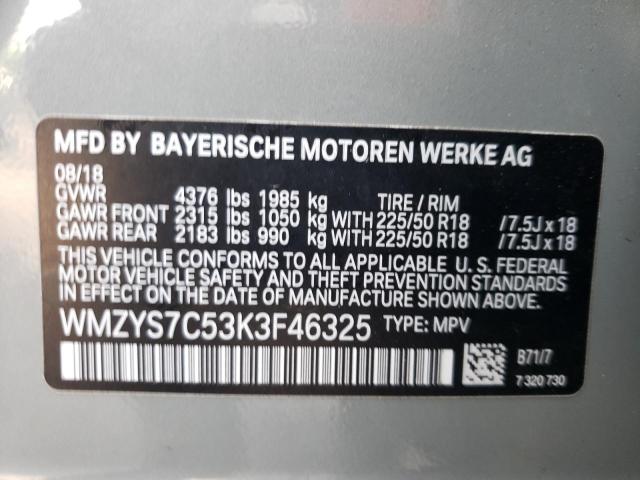 2019 MINI COOPER COU WMZYS7C53K3F46325