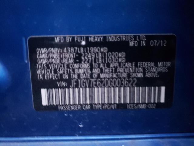 2013 SUBARU IMPREZA WR JF1GV7E62DG003622