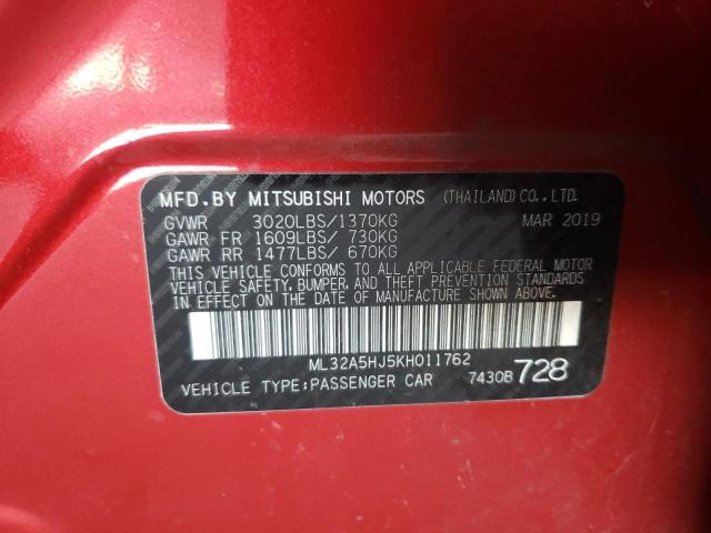 2019 MITSUBISHI MIRAGE LE ML32A5HJ5KH011762