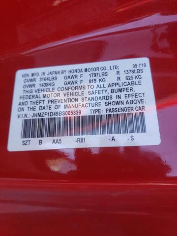 2011 HONDA CR-Z JHMZF1D49BS005339