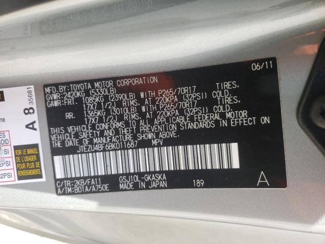 2011 TOYOTA FJ CRUISER JTEZU4BF6BK011687