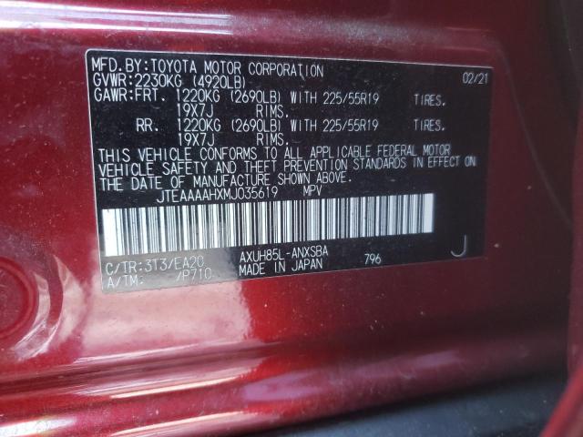 2021 TOYOTA VENZA LE A JTEAAAAHXMJ035619