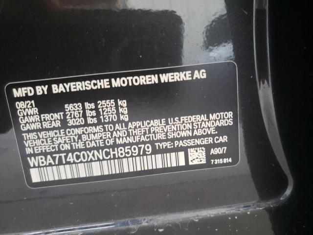 2022 BMW 740 XI WBA7T4C0XNCH85979