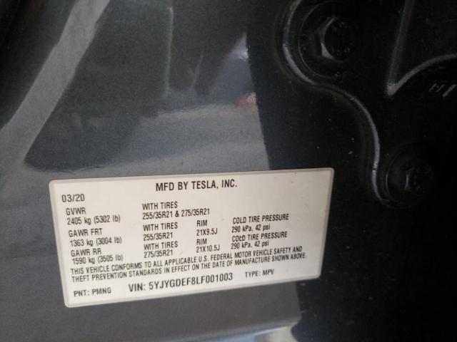 2020 TESLA MODEL Y 5YJYGDEF8LF001003