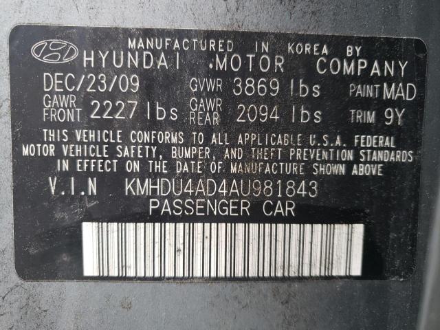 2010 HYUNDAI ELANTRA BL KMHDU4AD4AU981843