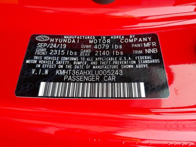 2020 HYUNDAI VELOSTER N KMHT36AHXLU005243