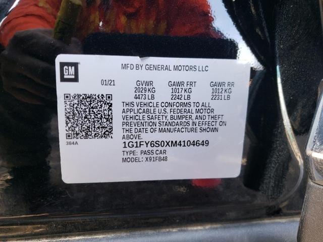 2021 CHEVROLET BOLT EV LT 1G1FY6S0XM4104649
